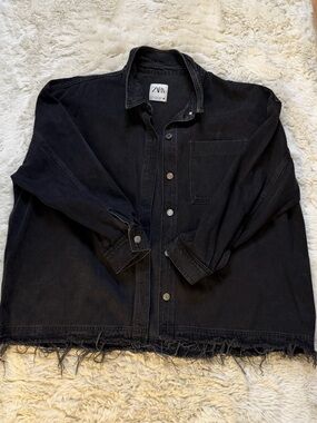 Zara Charcoal Gray Denim Jacket